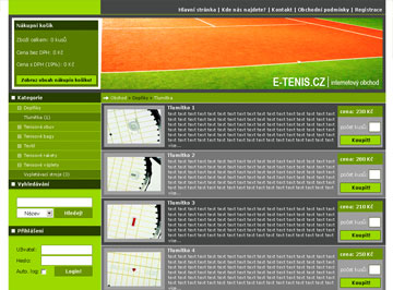 On-line tenis shop Navrh 1