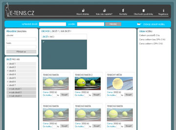 On-line tenis shop Navrh 3